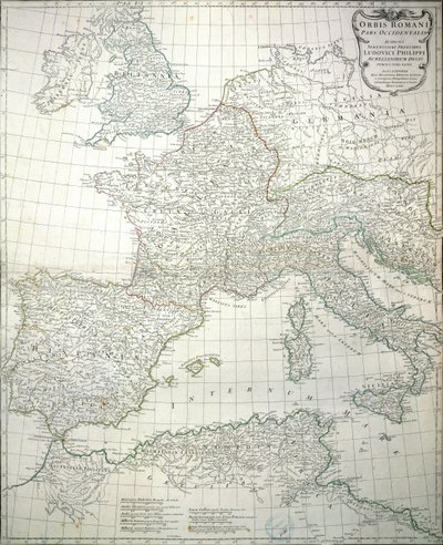 Map of the Western Part of the Roman Empire by Jean Baptiste d